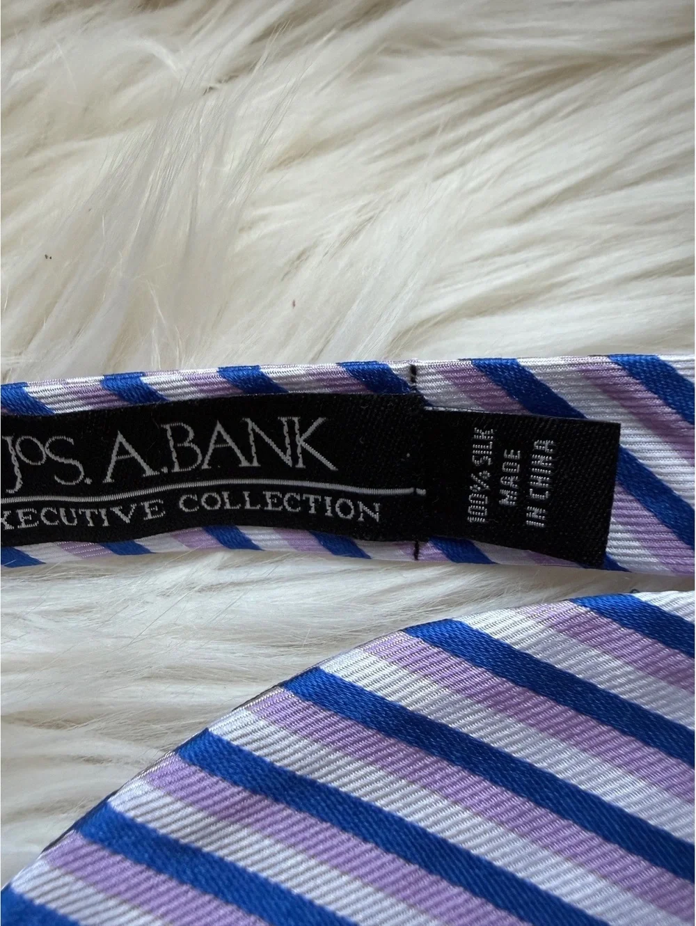 Jos. A. Bank Executive Collection Silk Self-Tie Bow Tie Blue and Pink Stripes